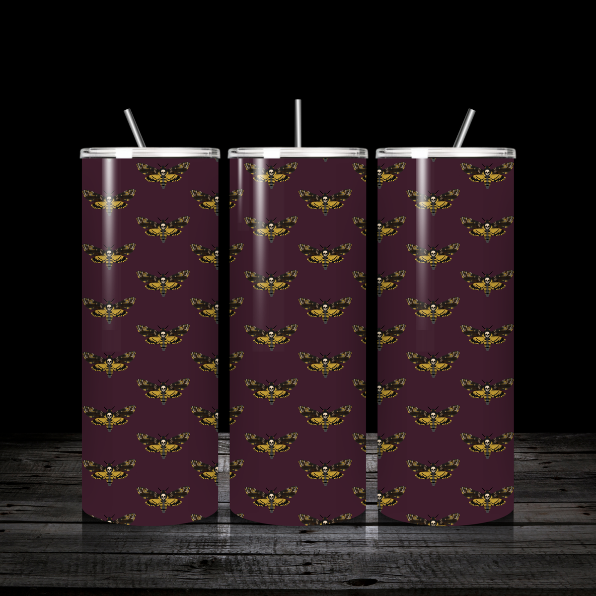 Death Head Moth Pattern - 20oz Tumblerđź–¤
