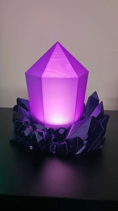 Purple Crystal Cluster Lamp