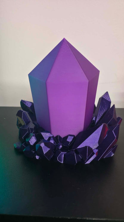 Purple Crystal Cluster Lamp