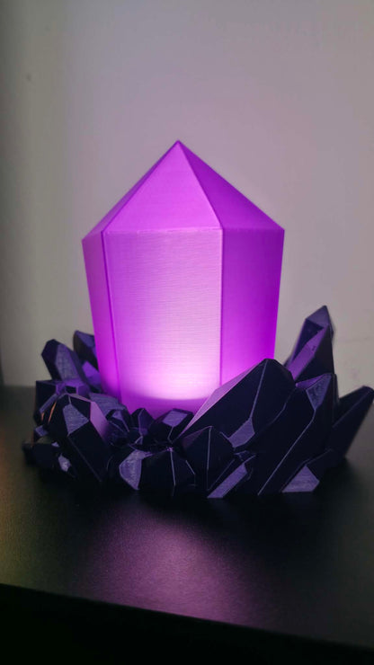 Purple Crystal Cluster Lamp